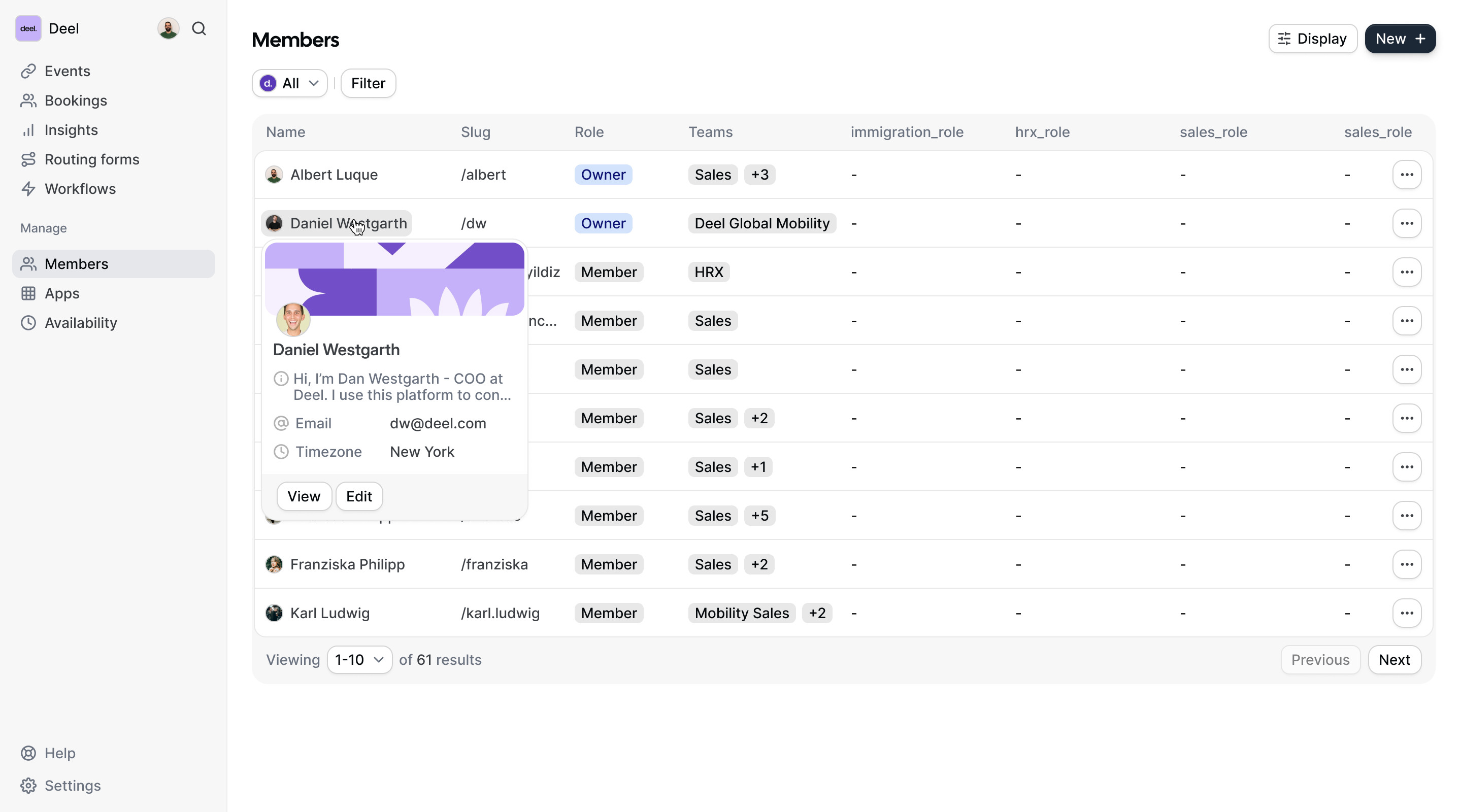 Cal.com web app bookings