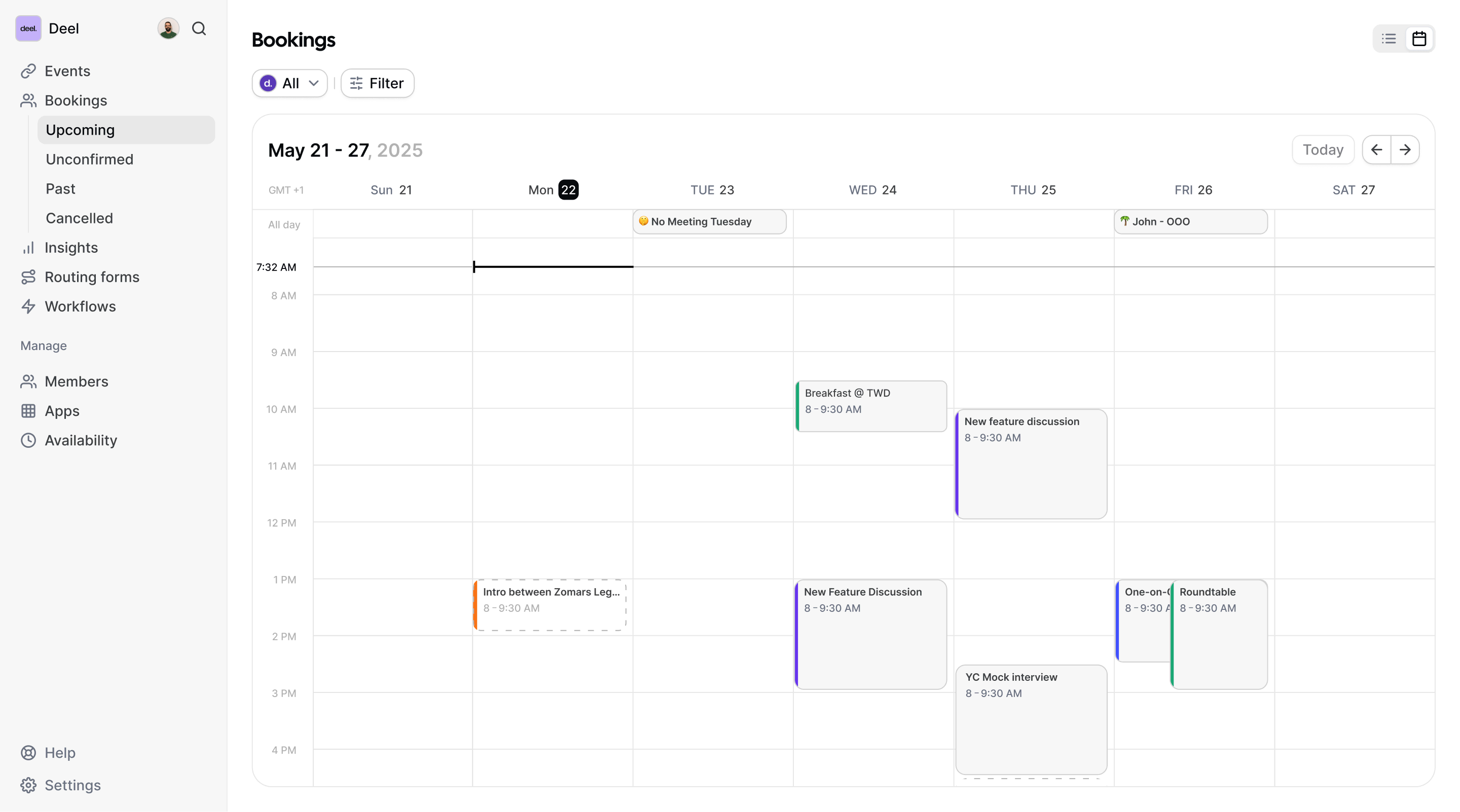 Cal.com web app bookings