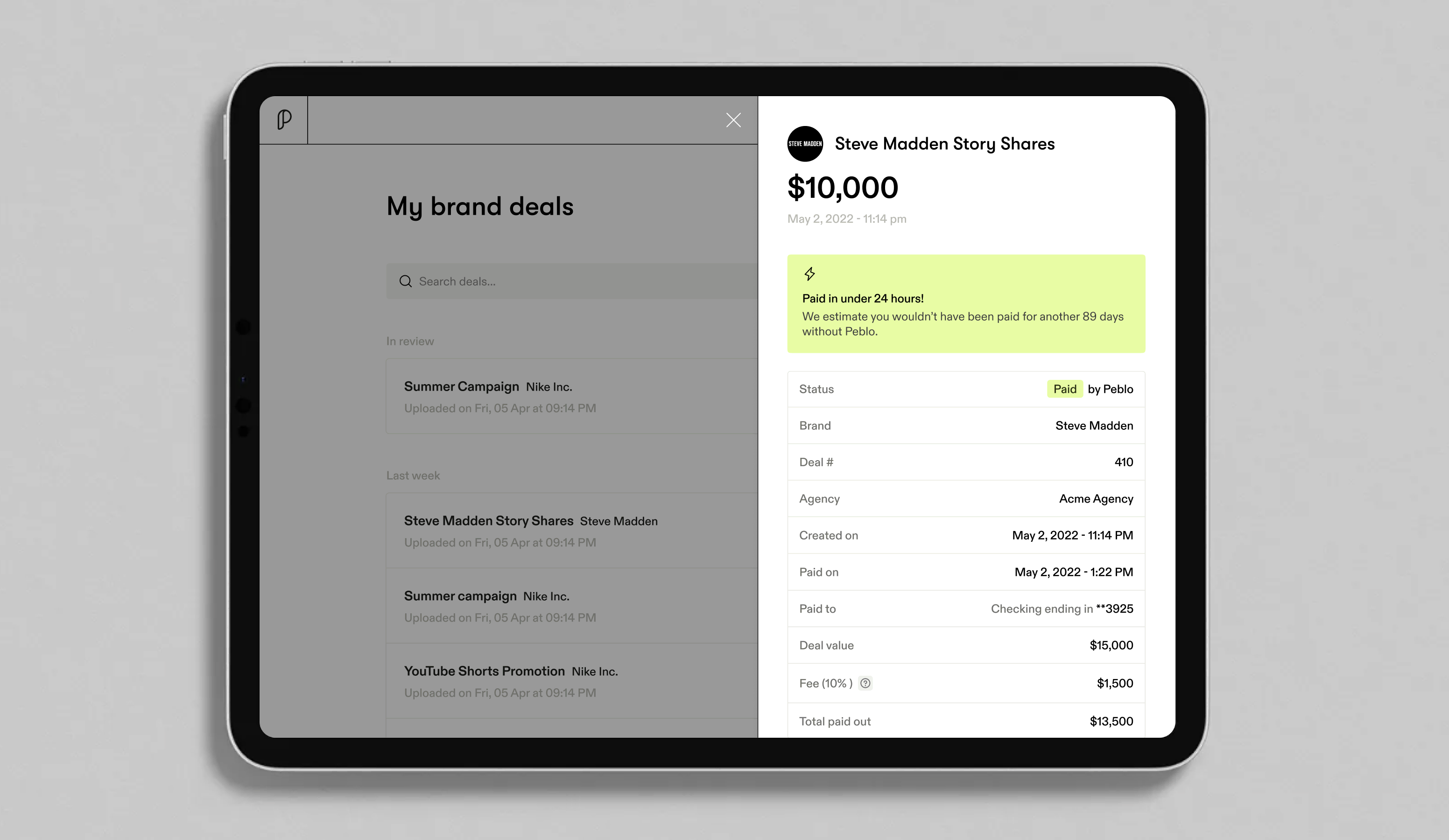 Peblo web app mobile